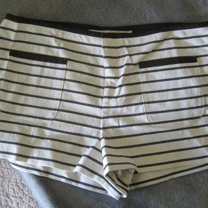 RACHEL ROY CREAM AND BLACK STRIPED SHORTS 14 NWT $79.00